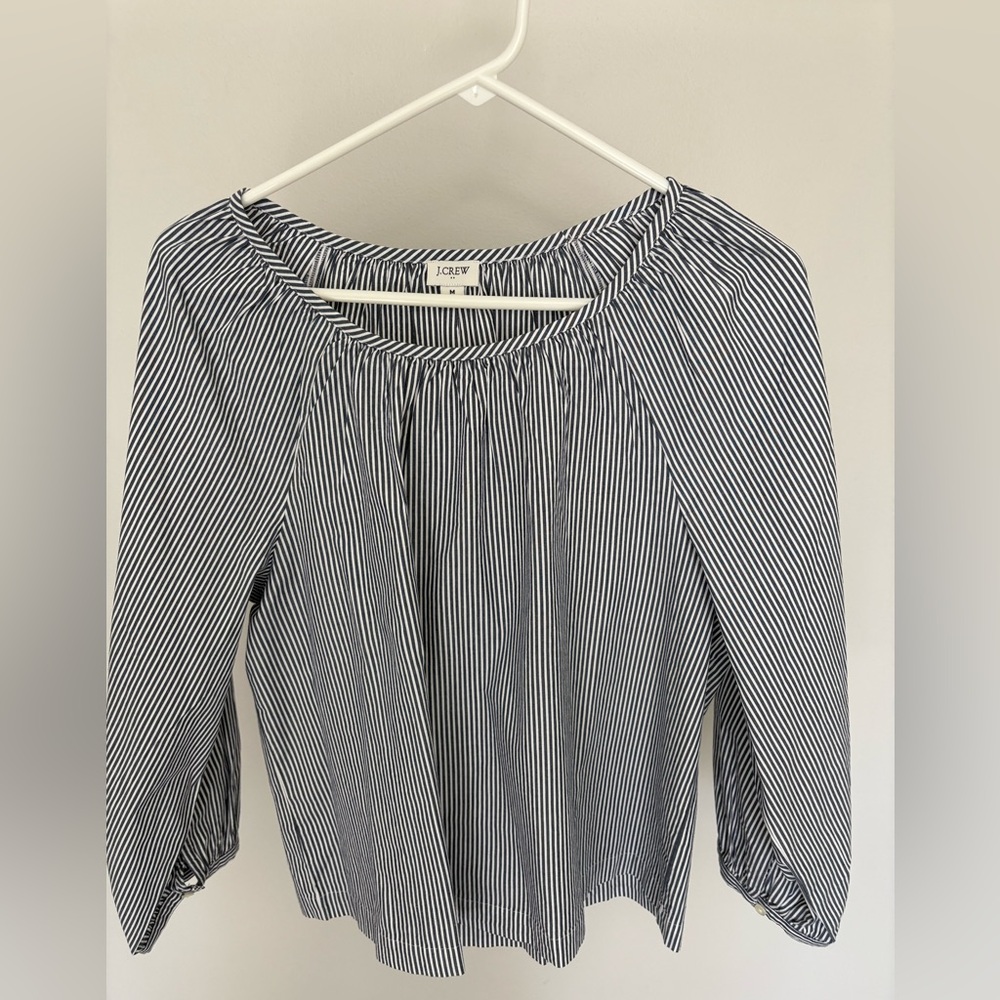Women's J Crew popover Navy Striped Top